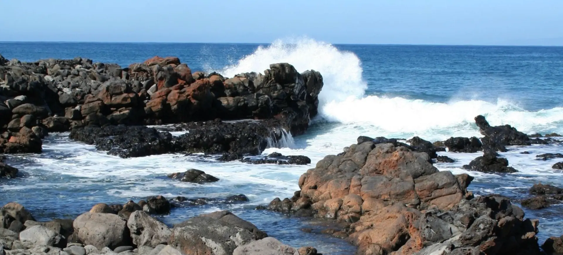 Atlantic waves breaking over the rocks at Port Oriel